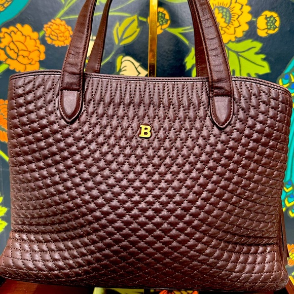 Bally Vintage Quilted lambskin Leather Tote Bag – Chocolate Brown - Picture 1 of 12